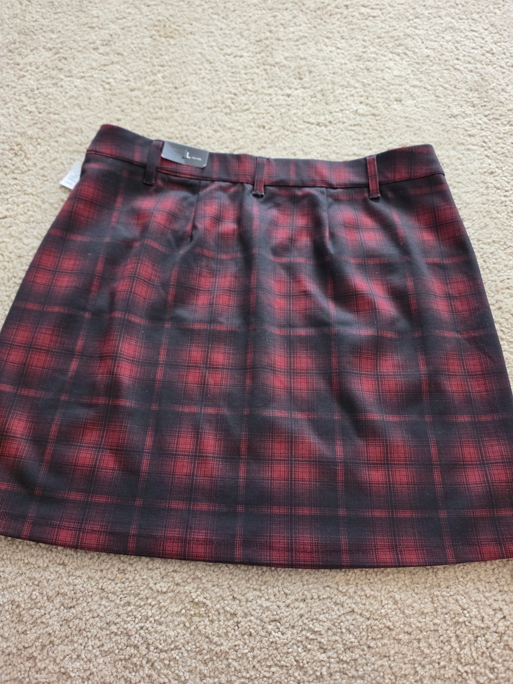 Maurices Red and Black Plaid Mini Skirt